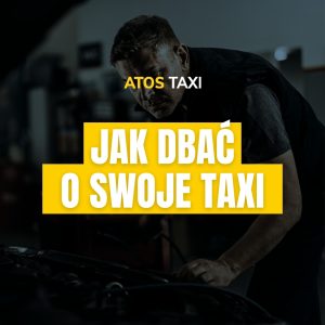 Mechanik samochodowy wykonujący profilaktyczny serwis samochodu taxi na podnośniku w warsztacie